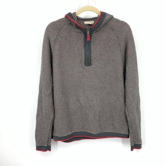 Carbon 2 Cobalt Men Size Medium Sweater 1/4 Zip Pullover Hoodie Top Gray Knit - Picture 1 of 8